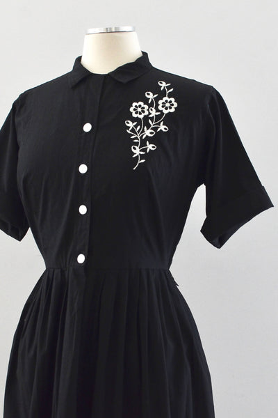 Black Cotton Day Dress