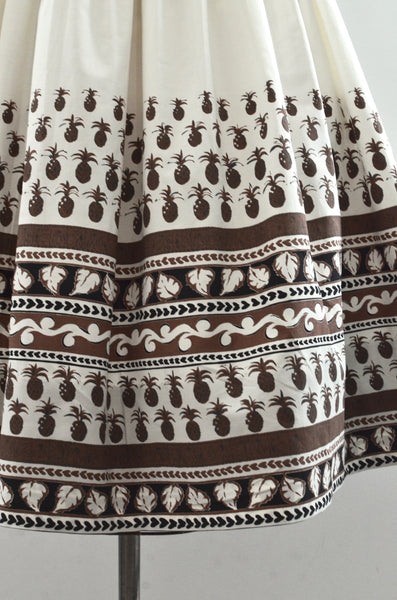 1950s 50's Pineapple Print Dress / small medium