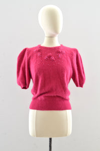 Vintage Hot Pink Angora Sweater