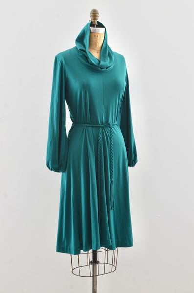 70's  Jewel Green Dress
