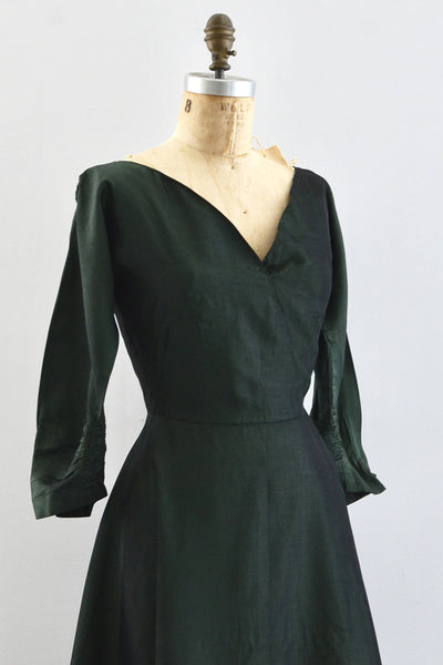 50's Green Sharkskin Party Dress