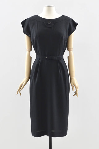 1950s Black Rayon Dress