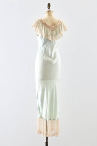 1930s Pistachio Silk Nightgown - Pickled Vintage