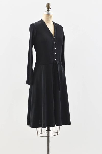 Black Ribbed Dress - Pickled Vintage
