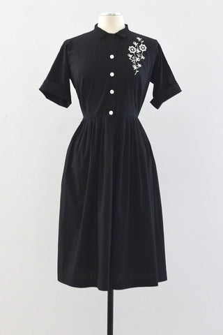 Black Cotton Day Dress