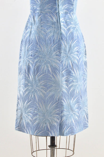 1950s Blue Metallic Dress