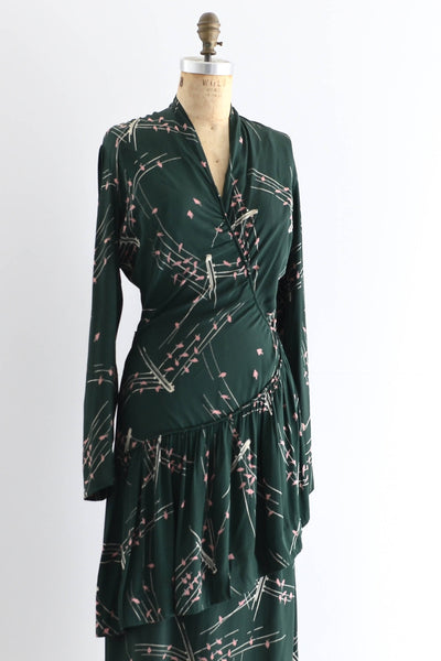 1940s Green Novelty Print Dress - Pickled Vintage