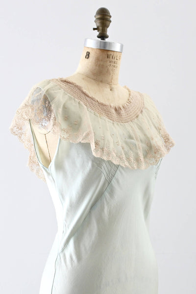 1930s Pistachio Silk Nightgown - Pickled Vintage