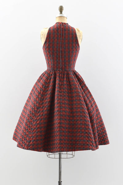 1950s Plaid Quilted Dress - Pickled Vintage
