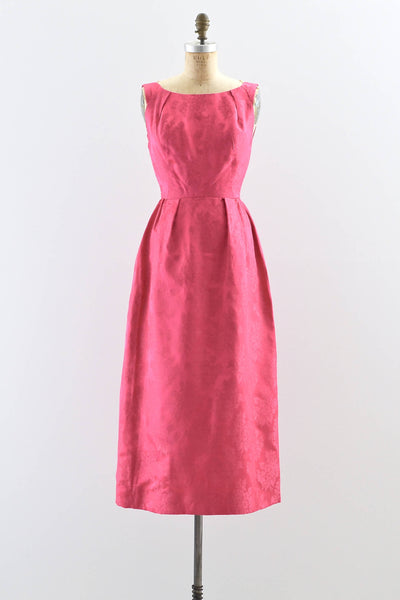 1960s Fuchsia Silk Dress - Pickled Vintage