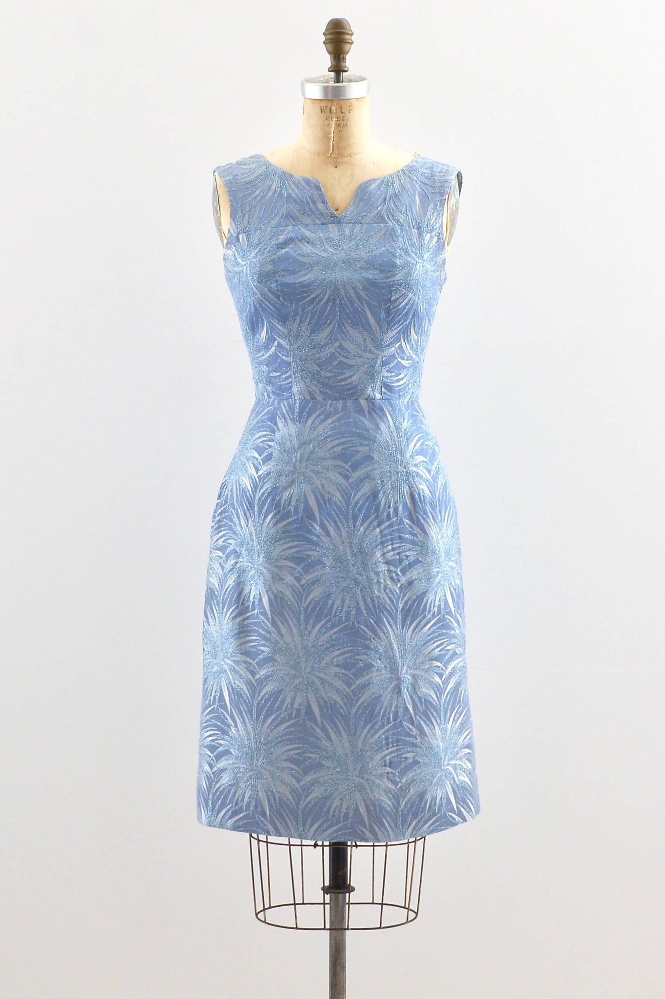1950s Blue Metallic Dress