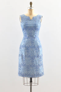 1950s Blue Metallic Dress