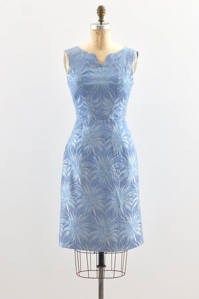 1950s Blue Metallic Dress