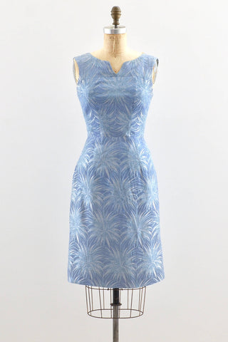 1950s Blue Metallic Dress