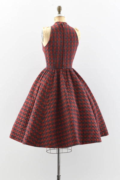 1950s Plaid Quilted Dress - Pickled Vintage