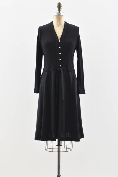 Black Ribbed Dress - Pickled Vintage