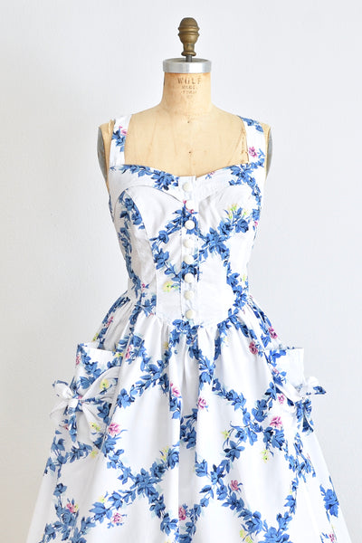 Blue Floral  Sundress - Pickled Vintage