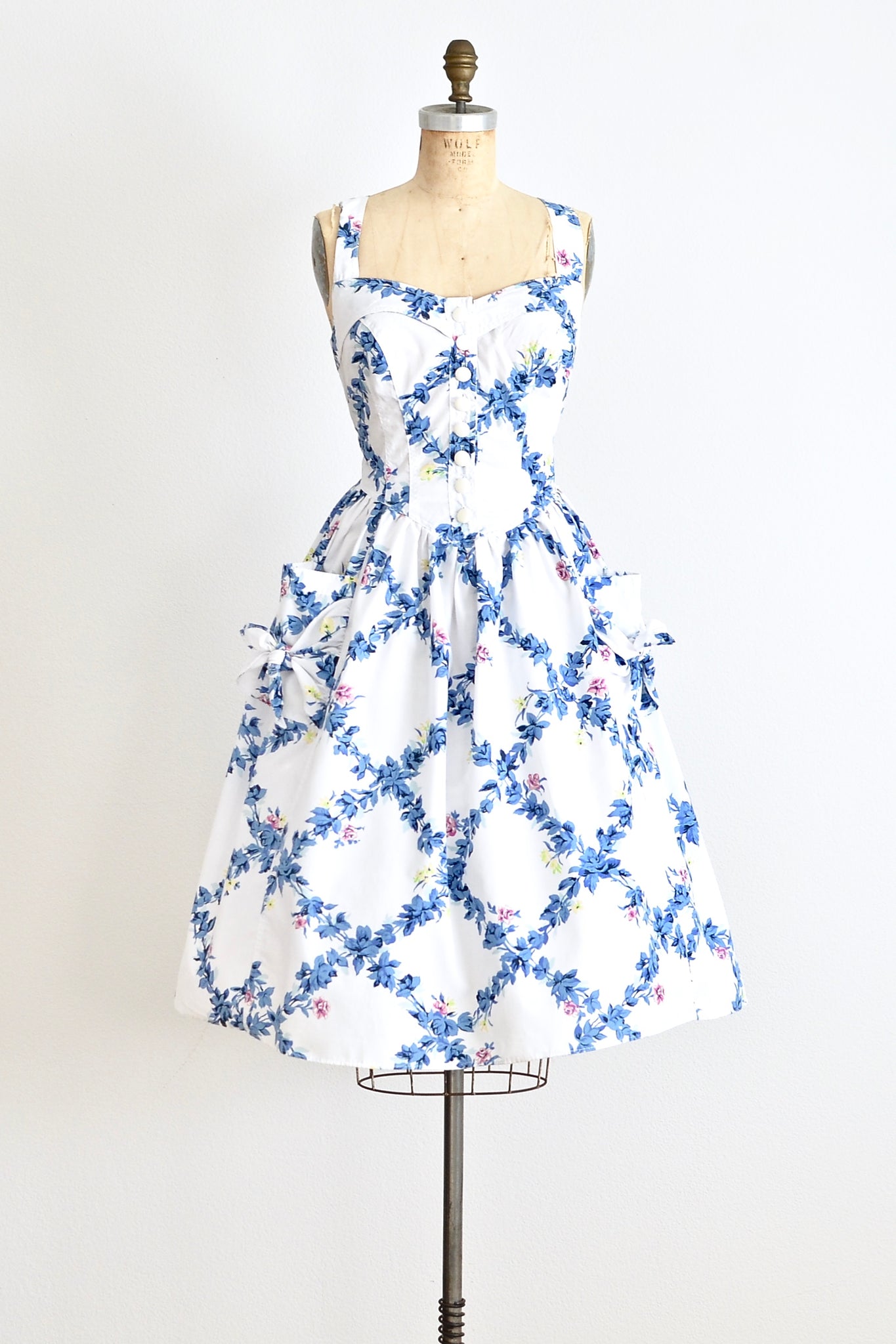 Blue Floral  Sundress - Pickled Vintage