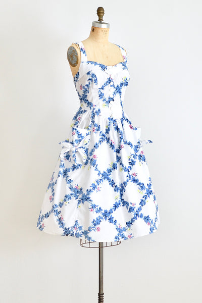 Blue Floral  Sundress - Pickled Vintage