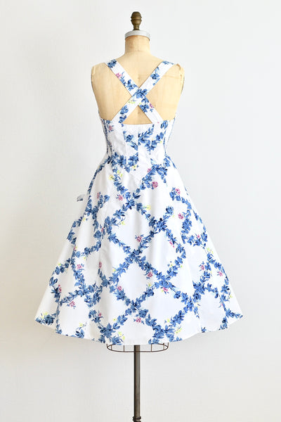 Blue Floral  Sundress - Pickled Vintage