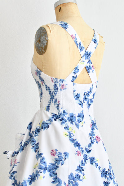 Blue Floral  Sundress - Pickled Vintage