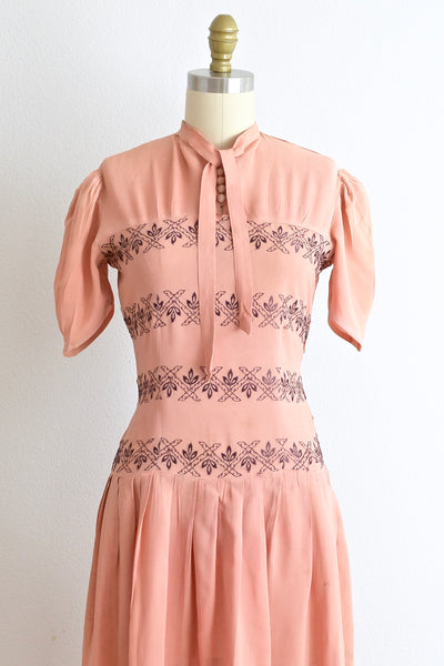 30s Embroidered Dress - Pickled Vintage