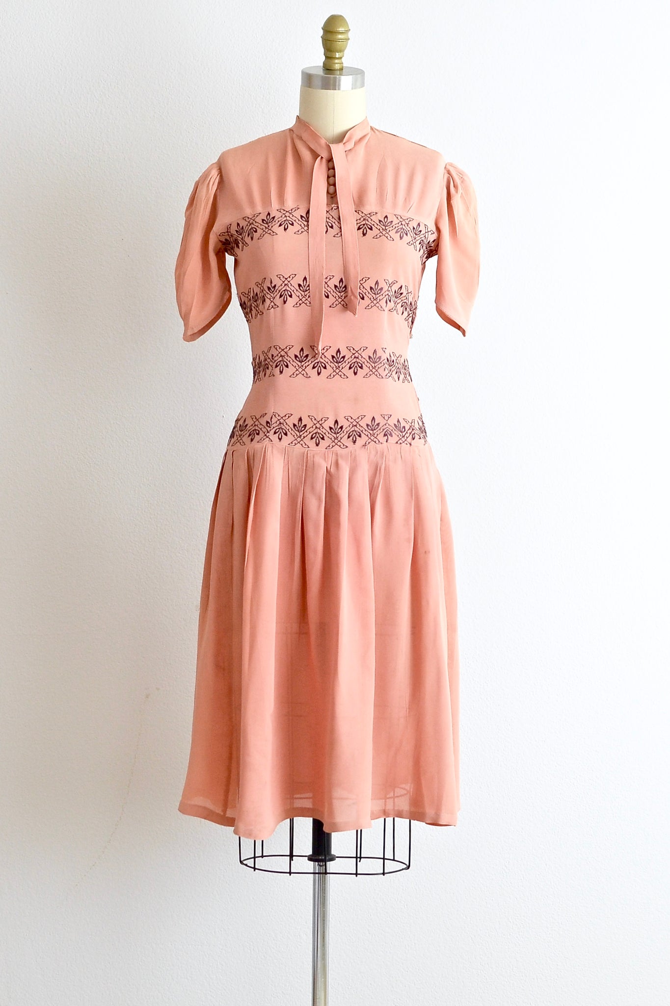 30s Embroidered Dress - Pickled Vintage