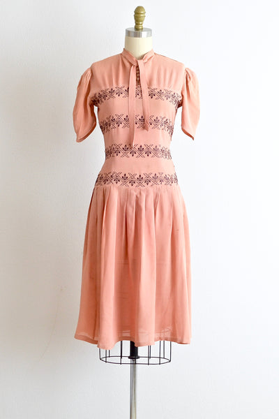 30s Embroidered Dress - Pickled Vintage