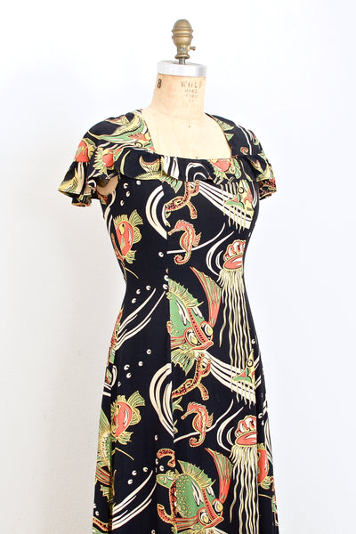 1940s Novelty Print Pake Muu - Pickled Vintage