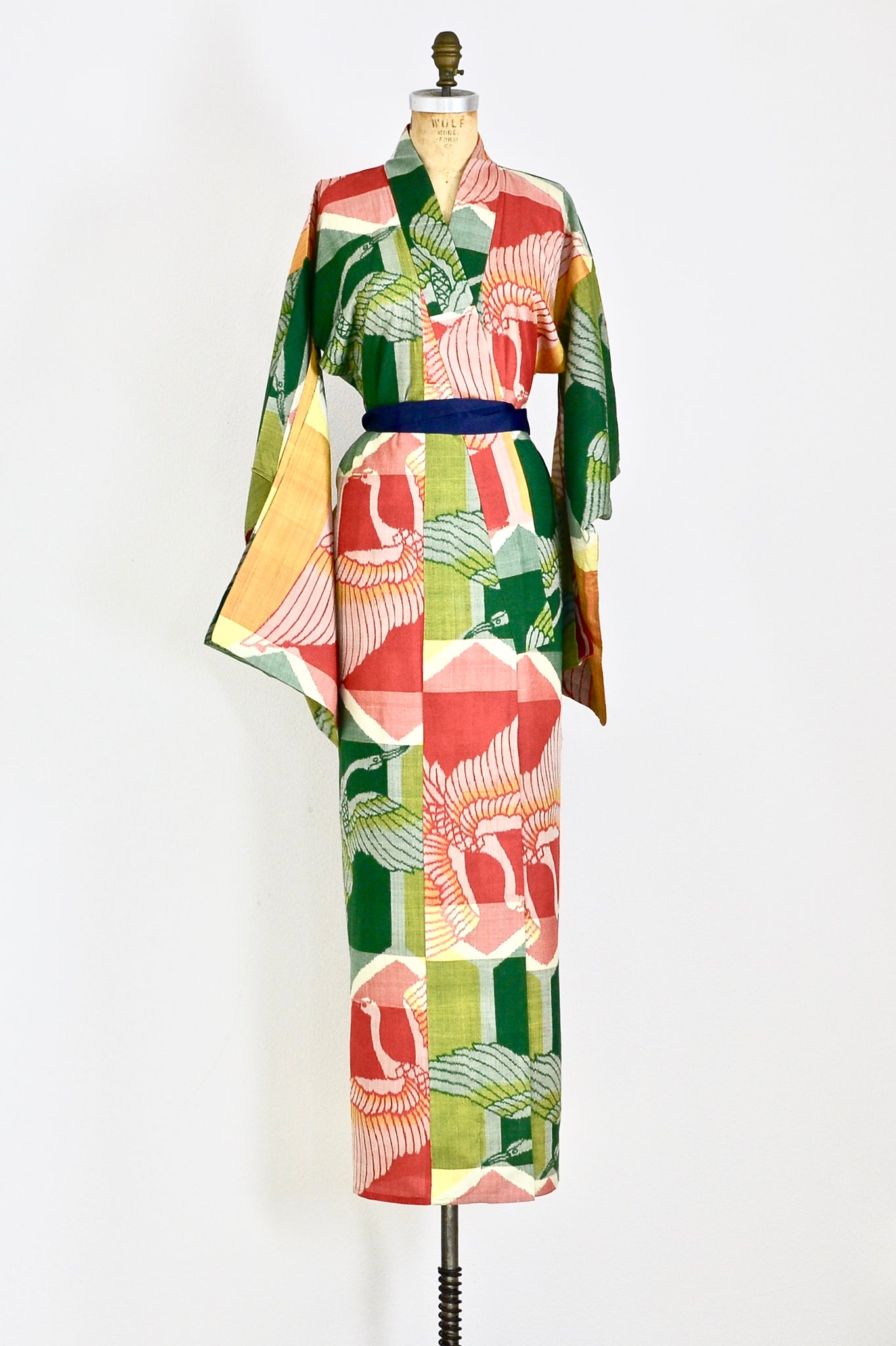 Swan Print Silk Kimono - Pickled Vintage