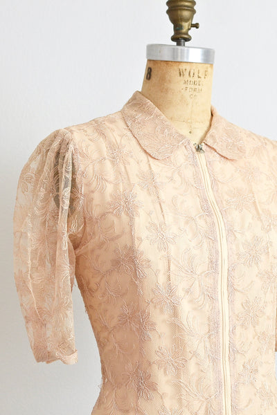 1940s Lace Dressing Gown - Pickled Vintage
