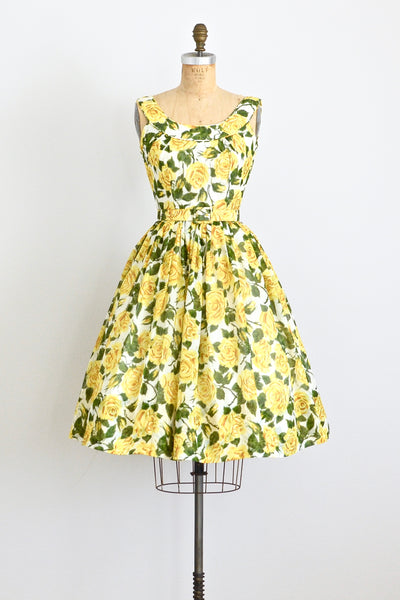 1950s Yellow Rose Dress - Pickled Vintage