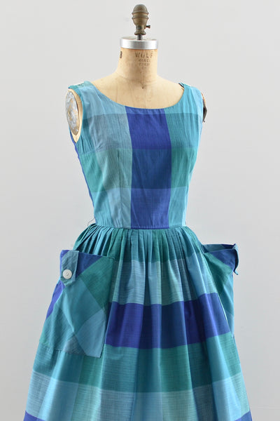1950s Large Scale Plaid Dress - Pickled Vintage