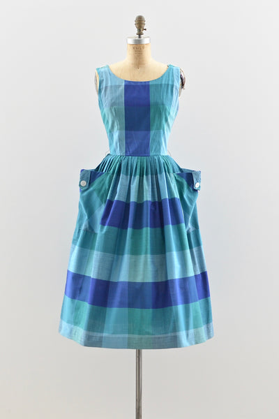 1950s Large Scale Plaid Dress - Pickled Vintage