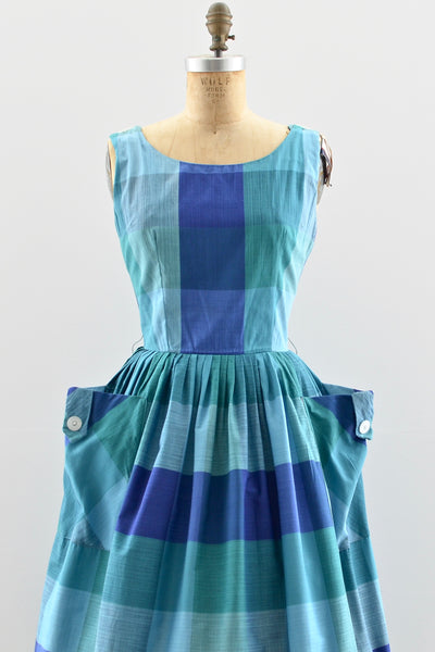 1950s Large Scale Plaid Dress - Pickled Vintage