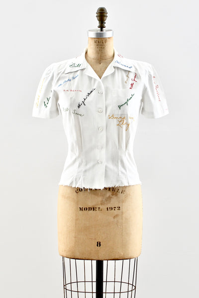 Rare 1940s Autograph Blouse - Pickled Vintage