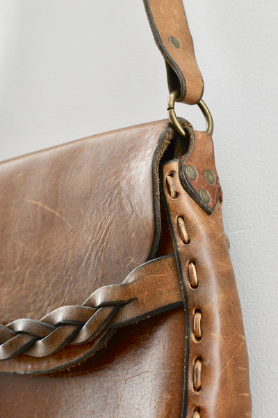 1970s Leather Bag - large - Pickled Vintage