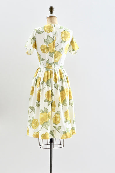 1960s Yellow Floral Print Dress - Pickled Vintage