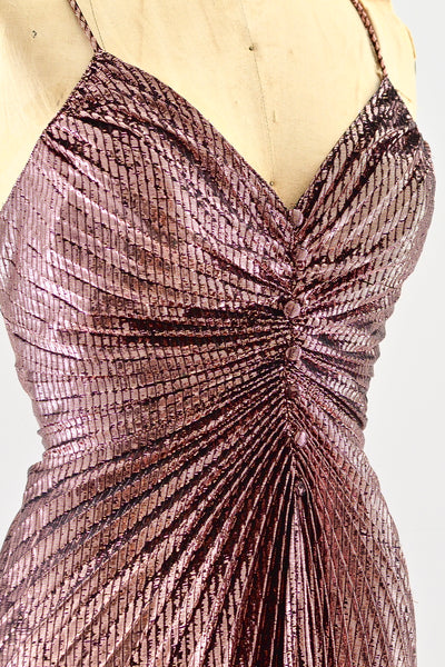 Rosé Gold Metallic Dress - Pickled Vintage