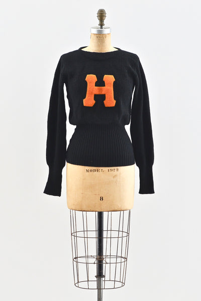 Wide Hem 1930s Letterman Sweater - Pickled Vintage