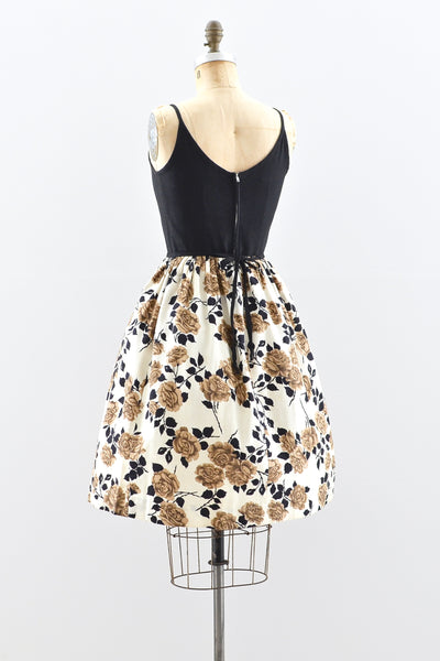 1950s Autumnal Rose Print Dress - Pickled Vintage