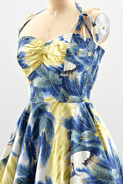 Kamehameha Red-Crowned Crane Dress - Pickled Vintage