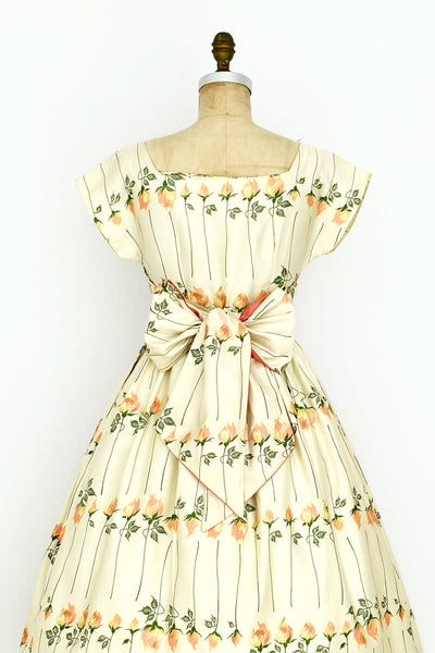Long Stem Orange Rose Dress - Pickled Vintage