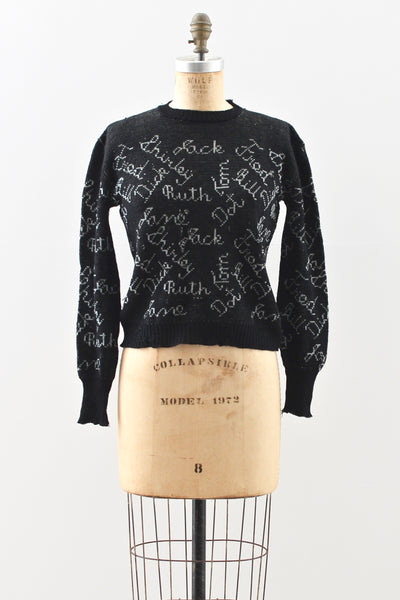 Rare 1930s Autograph Sweater - Pickled Vintage