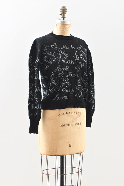 Rare 1930s Autograph Sweater - Pickled Vintage