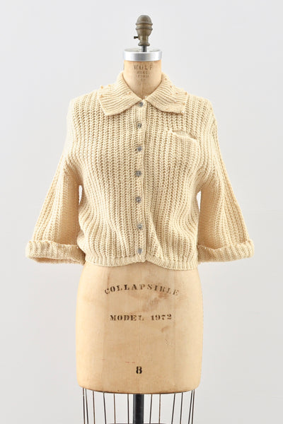 1950s Cable Knit Cardigan - Pickled Vintage