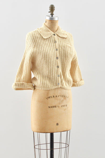 1950s Cable Knit Cardigan - Pickled Vintage