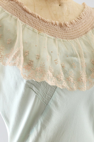 1930s Pistachio Silk Nightgown - Pickled Vintage