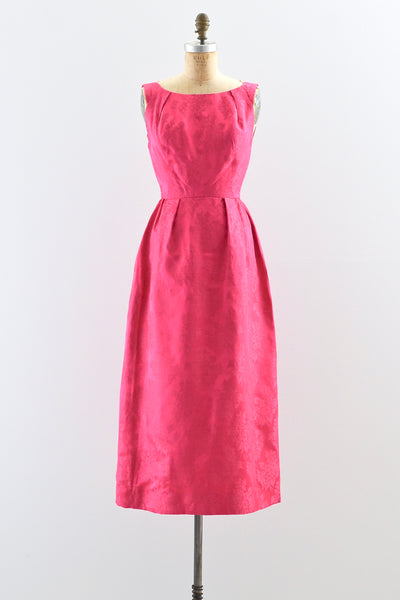 1960s Fuchsia Silk Dress - Pickled Vintage