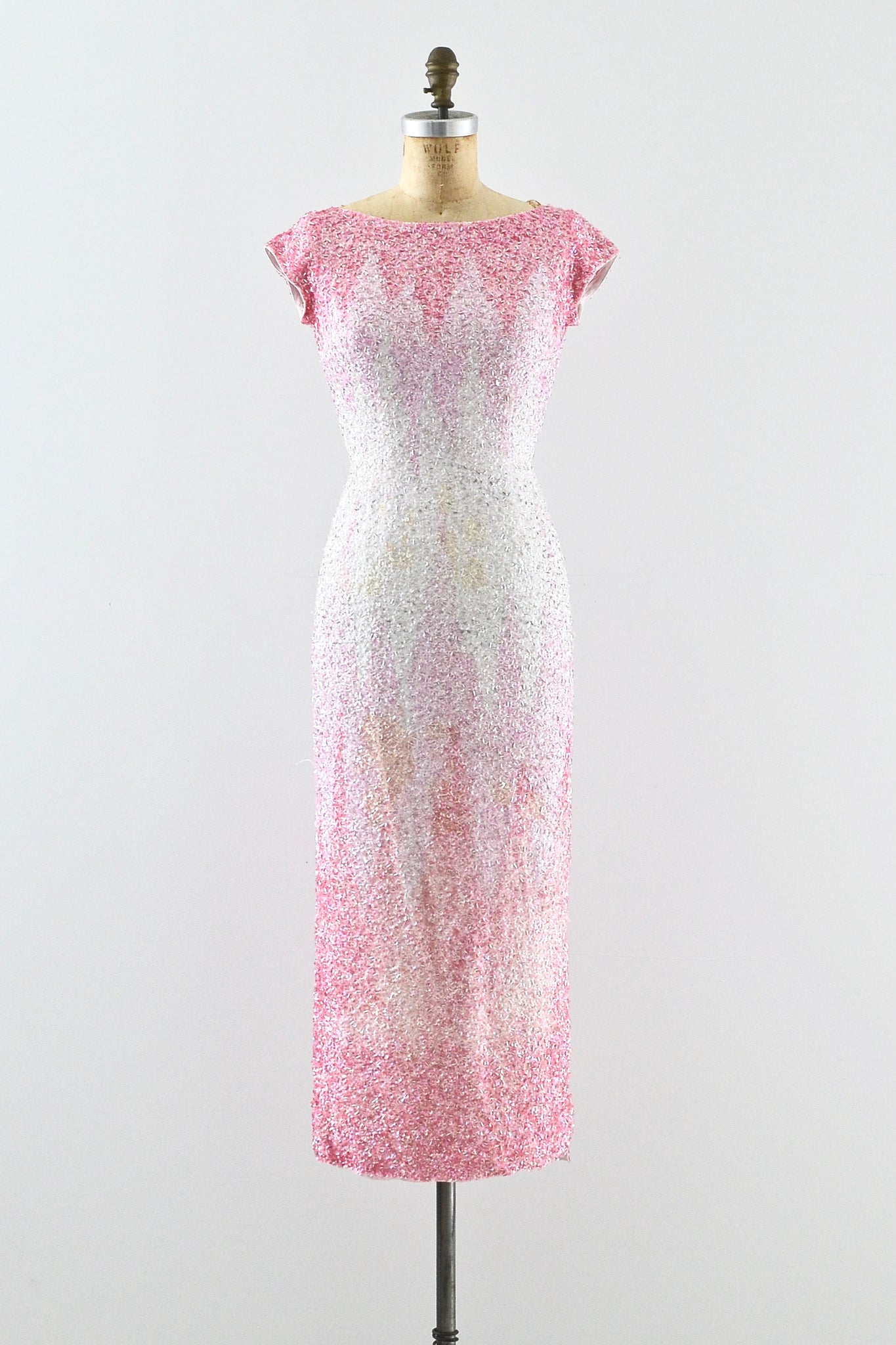 vintage pink beaded dress Vintage Pink V-Neck Beaded Mermaid Petal Skirt Prom Dress P3266 PreppyDress